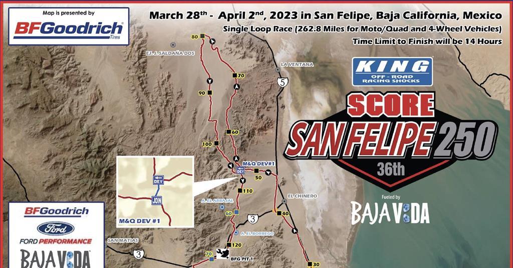 SCORE International: 2023 San Felipe 250- Full Entry List and Race Course  Map