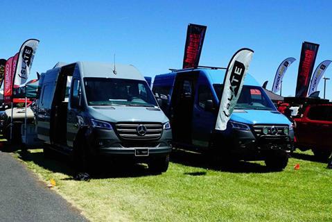 Overland Expo PNW Vehicles-16 Slate Mercedes Sprinters