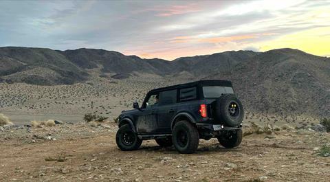 Ford Bronco Morning on top of hill rear shot