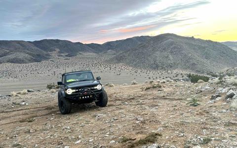 Ford Bronco Morning on top of hill front shot