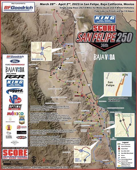 SCORE International: 2023 San Felipe 250- Full Entry List and Race Course  Map