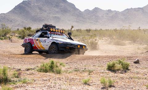 1989 Corolla GT-S stuck in desert during Mint 400 race.