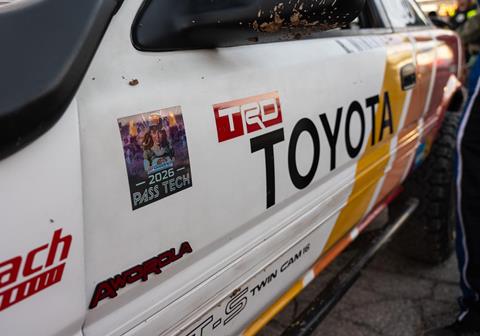 A badge of honor. Sticker showing off 2026 Pass Tech on 1989 AWD Corolla GT-S at Mint 400.