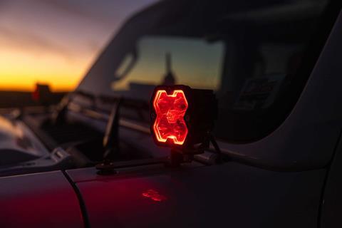 Baja Designs Squadron 2.0 LED lights can be switched between nine different selectable backlight colors including red, blue, green, and amber