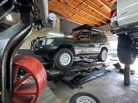 On the alignment rack at RPM Off-Road Garage