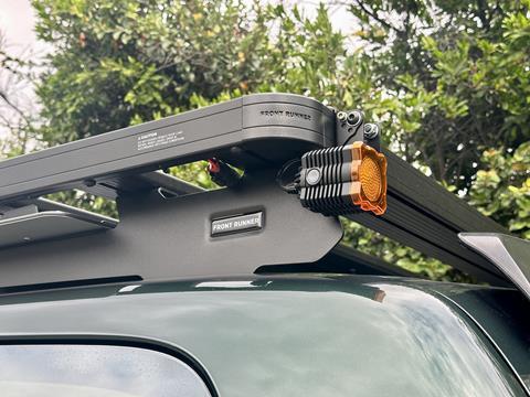 A closer look at the rear corner of the Front Runner Slimline II roof rack