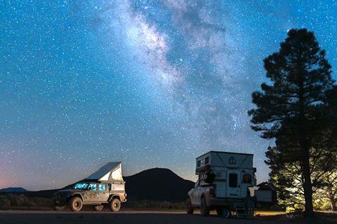 Astrophotography of Jeep Gladiator leading into Hankook Camp Dynapro Overland Expo West 2026